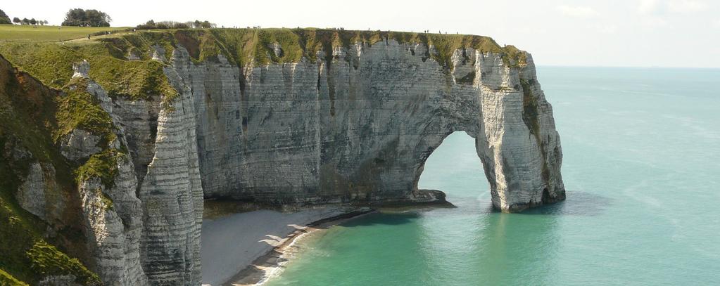 The cliffs of etretat The Côte d Albâtre (the Alabaster Coast) where the cliffs of Étretat are situated takes its name from the white colour of its chalk cliffs, which are part of the same geological