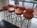 CAFE CHAIRS, BURNT ORANGE MOULDED PVC