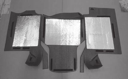 (NoTe: Cut the longest pieces first.) 5. Pre-install provided heat shields on underside of the three front pieces in areas shown below, using the locator marks. (Fig.