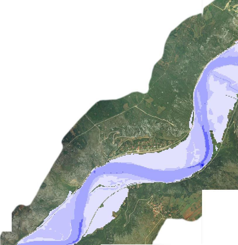 4. MAPPING FLOODS Within the project Hydraulic study of the Neretva river, one of the assignments was the cartographic layout of hydraulic simulation results which, combined with orthophoto maps and