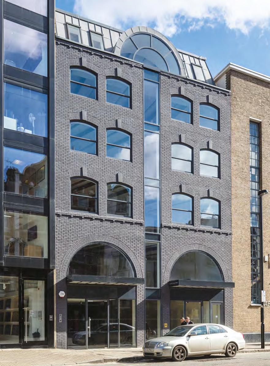 THE EXTERIOR EXTENSIVELY REMODELLED clerkenwell town house 52-54 has undergone an extensive refurbishment to provide high quality modern office accommodation.