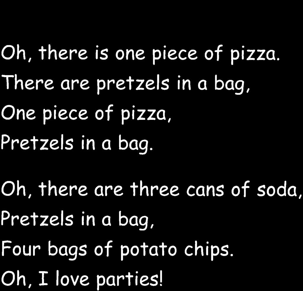 There are pretzels in a bag, One piece of pizza, Pretzels in a bag.