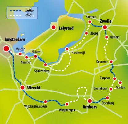 Cycle through the central region of the Netherlands, a region shaped over millennia by the numerous rivers and streams that crisscross the area.