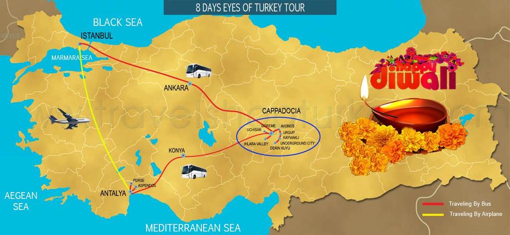 8 DAYS EYES OF TURKEY TOUR Tour Start Date: Departure From 8th November 2018 till 10th November 2018 MEALS: Full Board as mentioned in the itinerary.