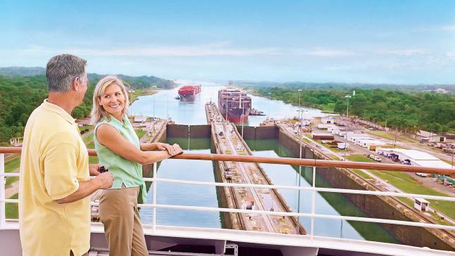 Tour boat crossing The Panama Canal The parcial tour of the Panama Canal stars by entering the Miraflores Locks, where the boat rises to a total of 18 meters.
