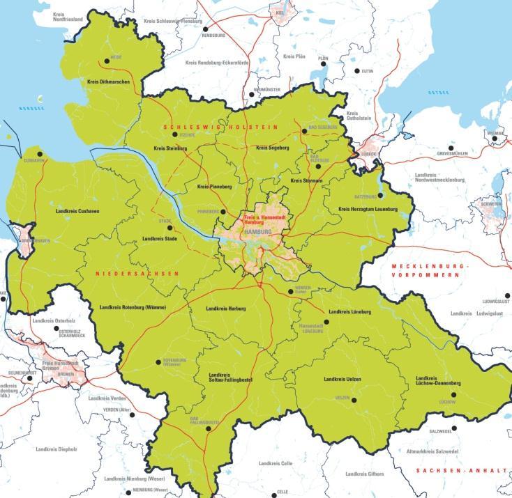3 Million people in the Metropolitan Region of Hamburg more on