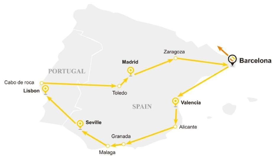 YELLOW LINE 7 DAY TOUR SPAIN PORTUGAL TOUR TYPE: Escorted group tour (English-Speaking) TOUR NAME: Yellow Line PRICE: 88 Per person Per day (Compulsory tipping of 7 per person per day Must be pay on