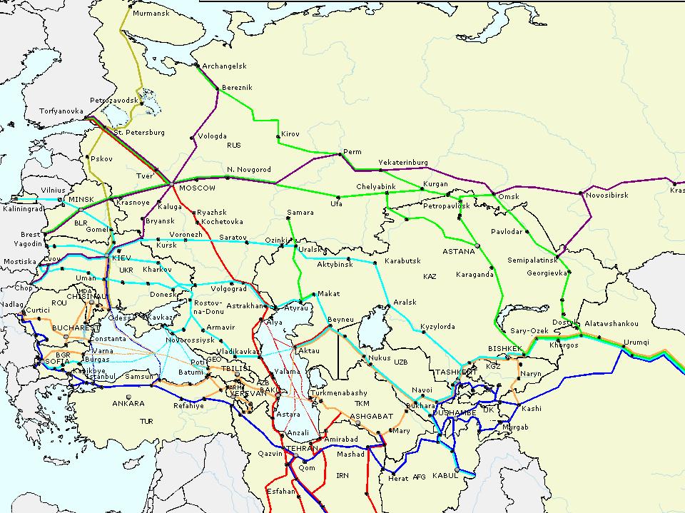 Road Routes (Draft) UNECE UNESCAP From: Murmansk and