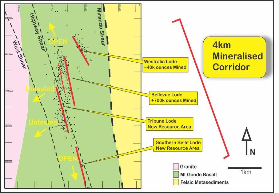 MULTIPLE HIGH-GRADE GOLD LODES JUST SCRATCHING THE SURFACE OF A LARGE GOLD SYSYETM - STEPOUT & INFILL DRILLING UNDERWAY 4 kilometre mineralised corridor so far defined - open along strike East