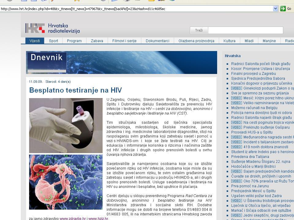 Obavijest objavljena na 132. stranici teleteksta te na www.hrt.hr (vijesti/hrvatska).