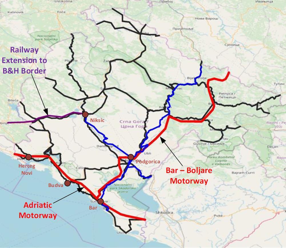 with BaH. Three scenarios have been made, and the third is the optimal one for Montenegro: single track, with all elements designed for only one track.