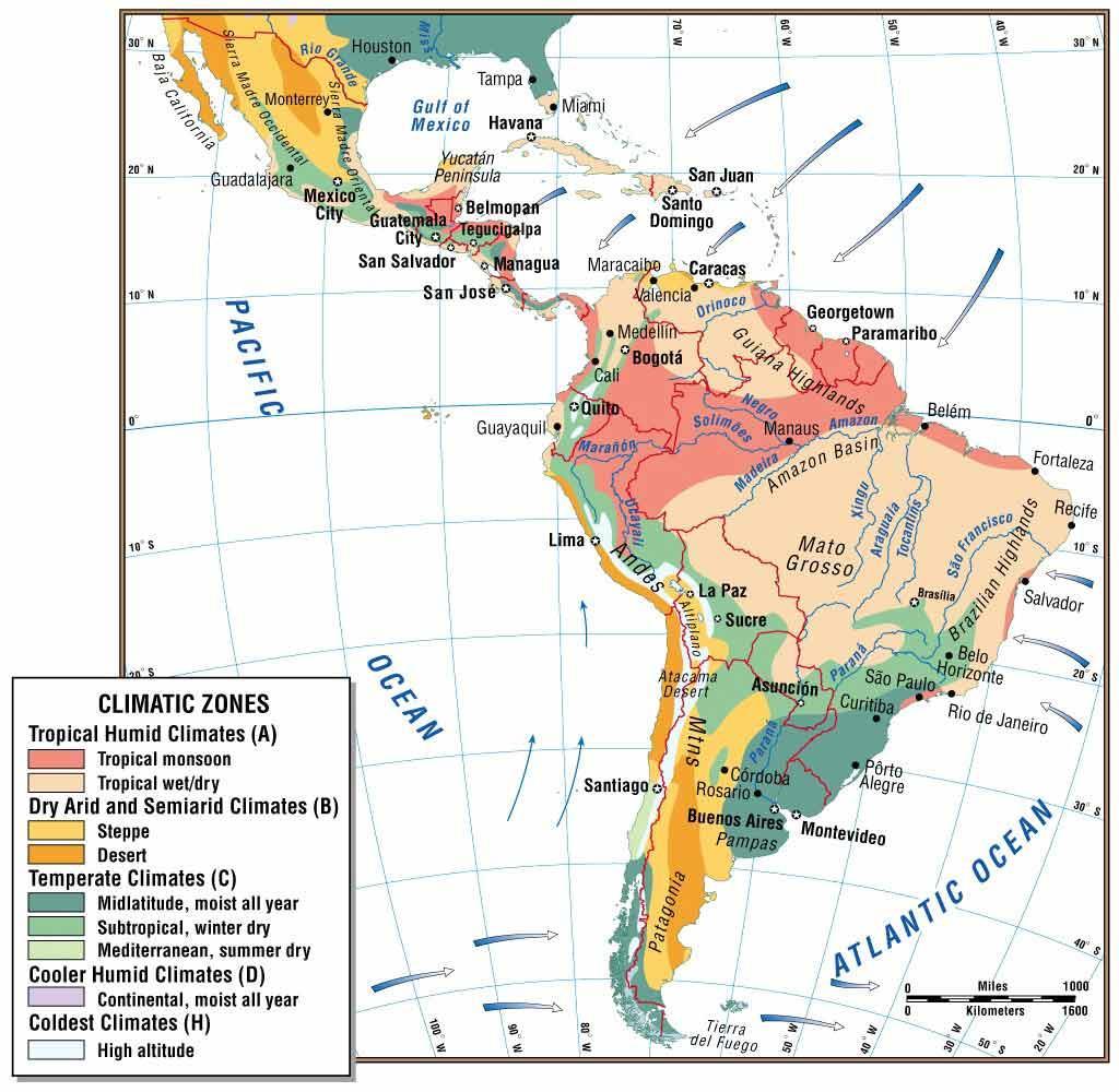 Most of Latin America is in the low latitudes.