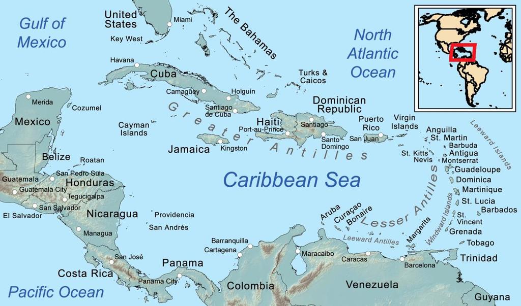 The Caribbean Islands are archipelagoes or groups of islands.
