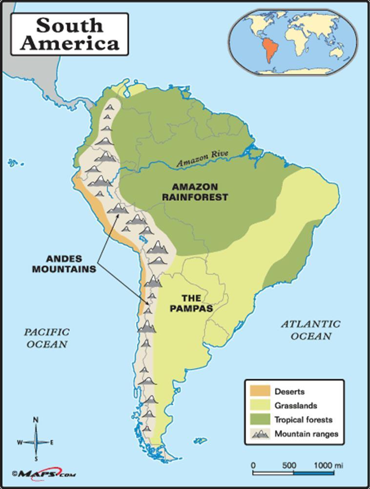 At some points the Andes are over 300 miles wide and large