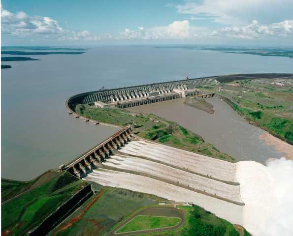 The Itaipu Dam on the Parana River between Brazil and