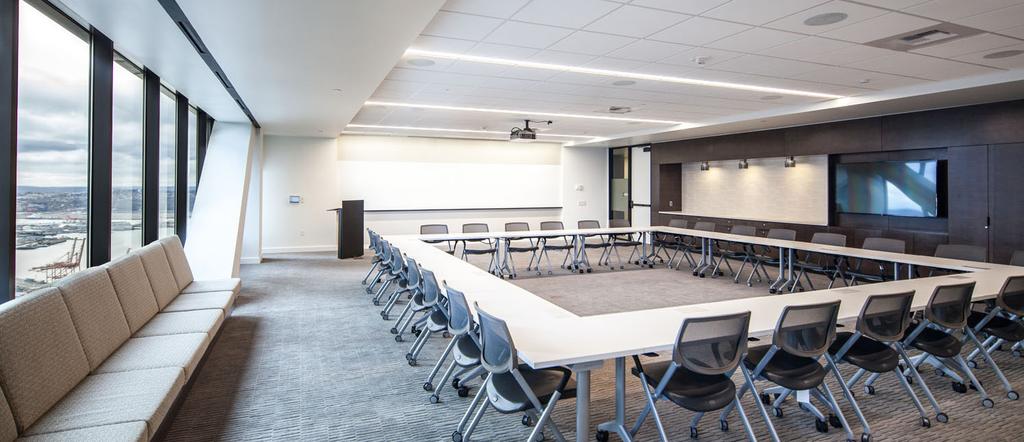 presentation systems and seating for up to 100, as well as a board room