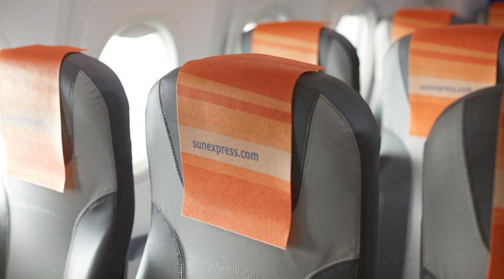 Advertising media: SunExpress Headrest covers Headrest covers Contacts Minimum order quantity Dimensions until exhausting (depending on the fleet) 25,000 per month / aircraft 100,000 pcs approx.