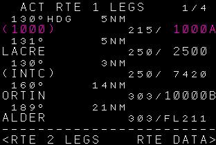 Legs Page: Current leg shown in magenta Name of waypoint