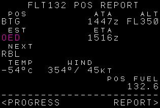Position Report: Actual time of arrival and altitude at last