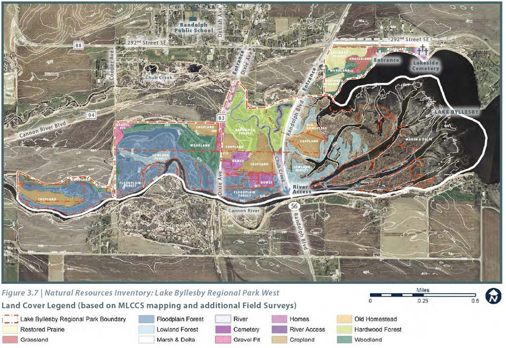 Figure 18: MLCCS Map: Lake Byllesby Regional Park West Existing Natural Resources Conditions The Lake Byllesby Regional Park Natural Resources Master Plan (NRMP) was developed in tandem with this