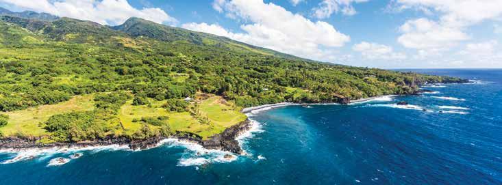 Maui MAUI Hana Coastline The second largest Hawaiian island, Maui is known for its pristine beaches, lush rainforests, spectacular volcanic craters and charming historic towns.