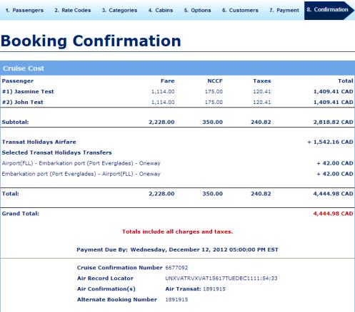 ..4 Confirming the booking Here is an example of a booking confirmation, including
