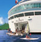 Complimentary kayaking, windsurfing and waterskiing are offered direct from the ship.