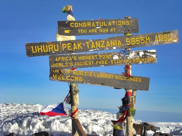 Day 5: Hike Kibo Hut to Summit, and down to Horombo Hut Elevation: 4700m/15,500ft to 5895m/19,340ft Down to 3700m/12,200ft Distance: 6km/4mi up / 15km/9mi down Hiking Time: 6-8 hours up / 15km/9mi