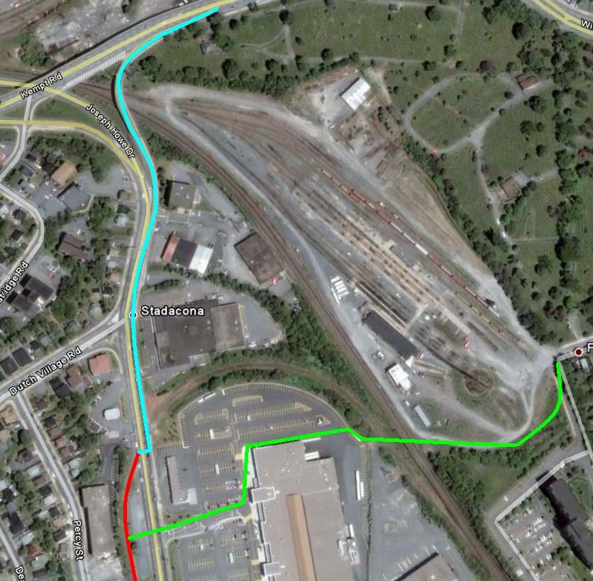 17 A Rail-cut crossing at Atlantic Superstore (green line) was identified in site visits as a potential way to meet considerable demand between the Superstore and the adjacent residential areas.