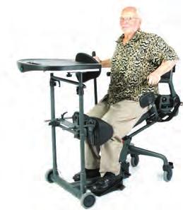 We pad critical areas so knees, seat and back are always well cushioned. Sit to stand allows a user to stop at any point between sitting and standing.