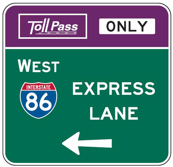 Guide signs for priced managed lanes entrances from crossroad