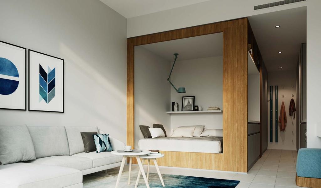 Innovative by design *Artist impression Smart design layouts to maximise living space every day Cleverly planned storage in every apartment including studios The studios are built for homeowners with