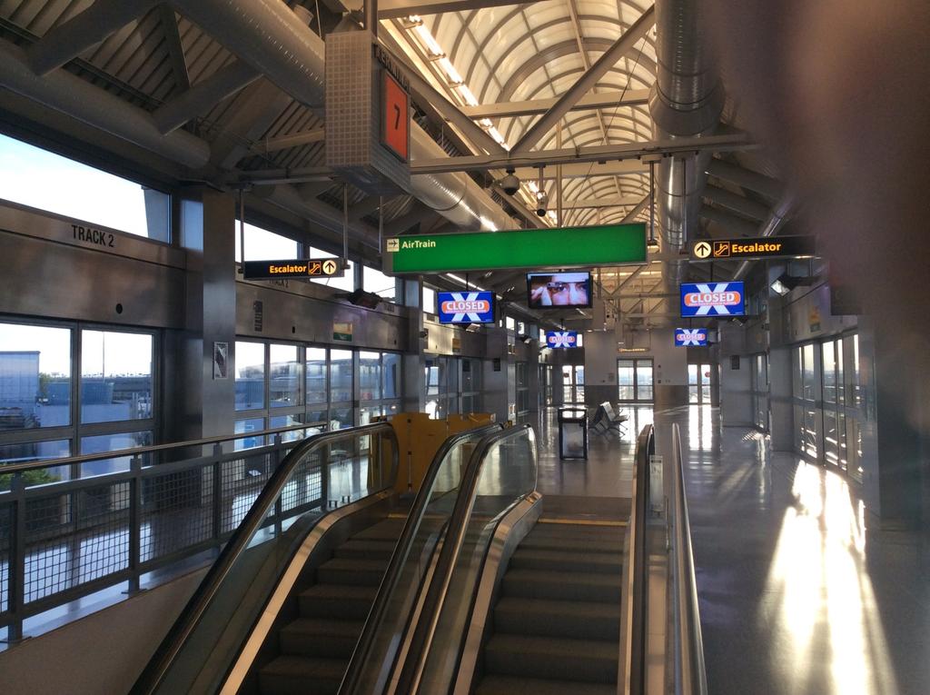 Once at the AirTrain station, take the Jamaica AirTrain to the Jamaica station. Signs and recordings before boarding and on board the train will indicate whether the train is a Jamaica train.