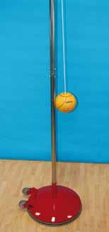 1-3/4 galvanized steel pole complete with a quality ball and nylon cord, sits on a 40 steel circle with the edge protected by a rubber rim.
