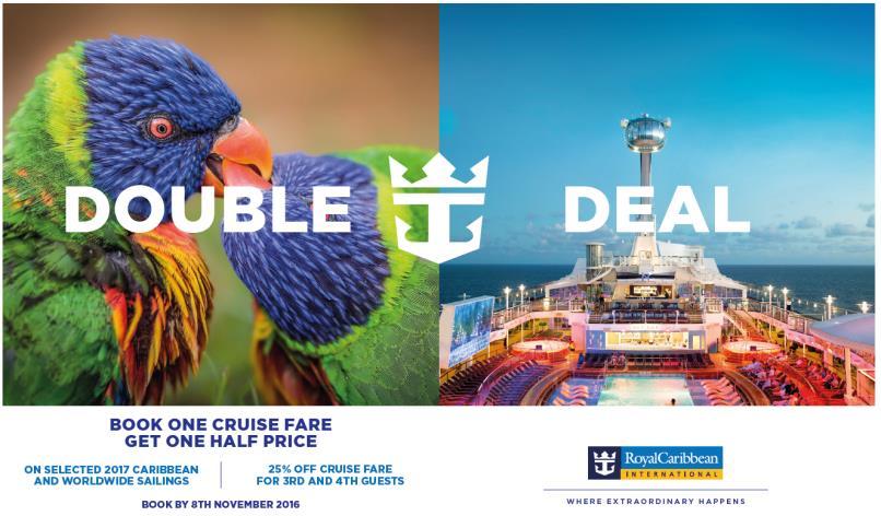 Enjoy a more extraordinary holiday experience than ever before, when you book your 2017 holiday with Royal Caribbean before 8 November 2016, with incredible offers on selected sailings from the UK