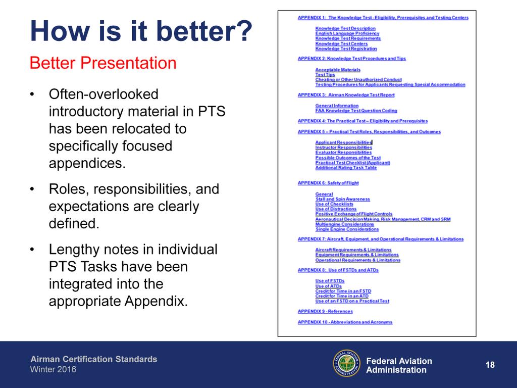 Another improvement is the organization. The ACS introduction is much shorter than the PTS.