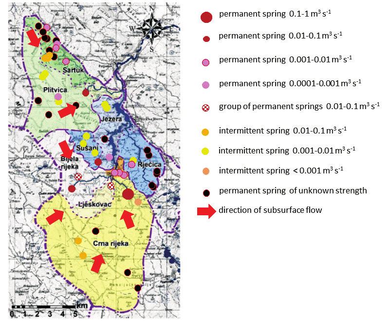 220 Z. B. KLAIĆ ET AL.: REVIEW OF RESEARCH ON PLITVICE LAKES, CROATIA... tica, Plitvica and Jezera sub-catchments) into smaller hydrogeological units (Fig. 18).