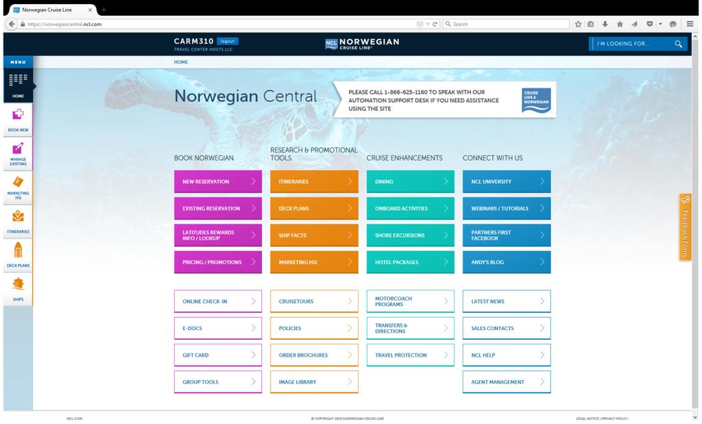 Log into the NCL Travel Agent Website WITH YOUR TRAVEL HOSTS LOGIN.