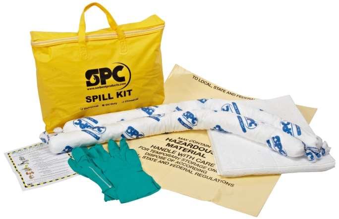 Portable Economy Spill Kit - Oil Only *- SPC 107817/SKO-PP the oil only economy portable spill kit comes in a highly visible yellow pvc bag and is "just right" for small spills of oil based materials.