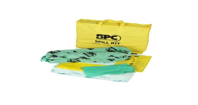 5 Gallon Chemical Spill Kit Model # SPC-SKH-PP Manufacturer: BRADY Made By Sorbent Products Company (Brady) - Made in USA *- Portable spill kit comes in a highly visible yellow pvc bag and is "just