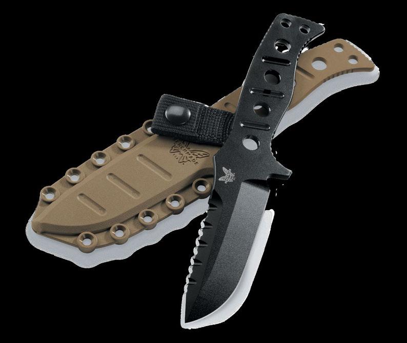 Black or sand coated and skeletonized, with optional paracord wrap included SHEATH Injection-molded with tension