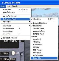 8-4 FMC USER S MANUAL The second FMC/CDU can be activated on screen by selecting it from the VIEWS/PANELS menu within Microsoft Flight Simulator.