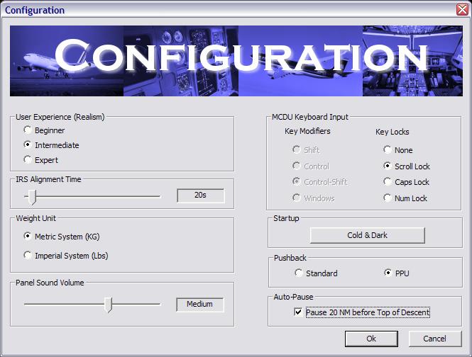 SETUP SETUP The configuration window is accessible by pressing the top button labeled Configuration. The Load Manager, key configurator and Fuel Planner will be described in other sections.