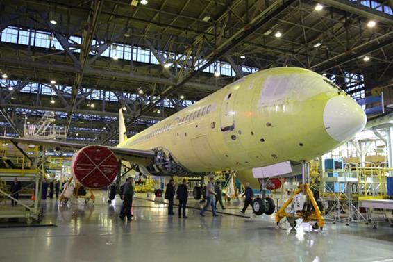 MC-21-300 AIRCRAFT PRODUCTION Test aircraft: The 3 d flight test aircraft - assembled, systems mounted, interior elements fitted.
