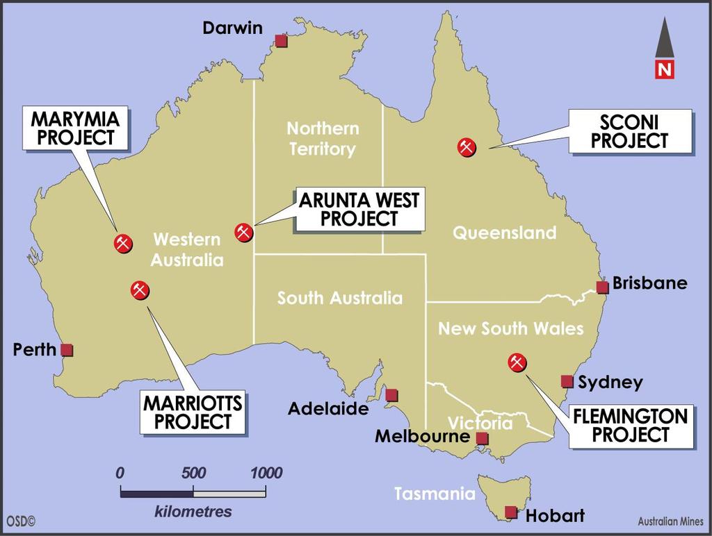 Location map of Australian Mines
