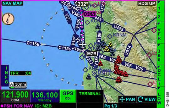 NAV MAP OVERLAY BEZEL SOFTKEY LABELS The pilot has the ability to select the following map overlays using bezel softkeys: Airways Terrain Lightning atalink weather Traffic.