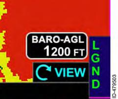 Terrain View - Above Ground Level (AGL) isplay When configured to receive corrected barometric altitude and corrected barometric altitude is available and valid, the current height AGL, as