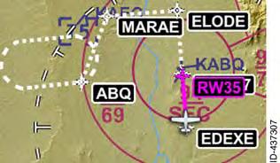 When activated, the missed approach procedure is displayed as normal flight plan legs.