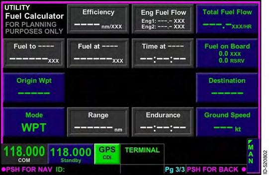 Fuel Calculator CAUTION THE FMS FUEL CALCULATOR ATA IS AVISORY INFORMATION ONLY AN SHOUL BE USE FOR PLANNING PURPOSES ONLY.
