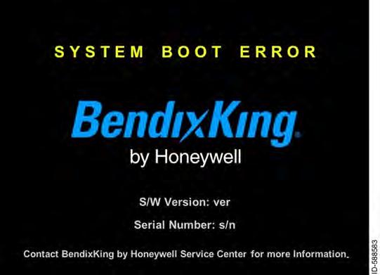 If a boot timeout occurs after 15 seconds indicating a boot to flight software failure, the SYSTEM BOOT ERROR splash screen is displayed, as shown in Figure 2--13.